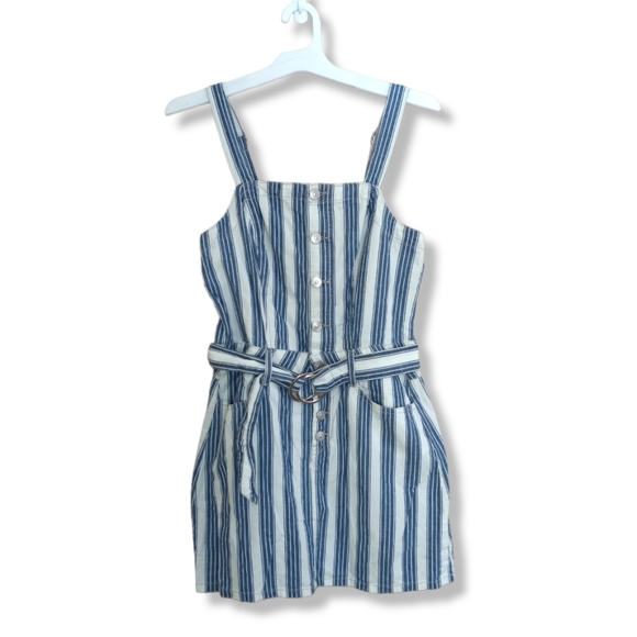 Rewash Blue/white Stripe Denim Mini Dress Button Front Womens Sz S - Picture 1 of 5